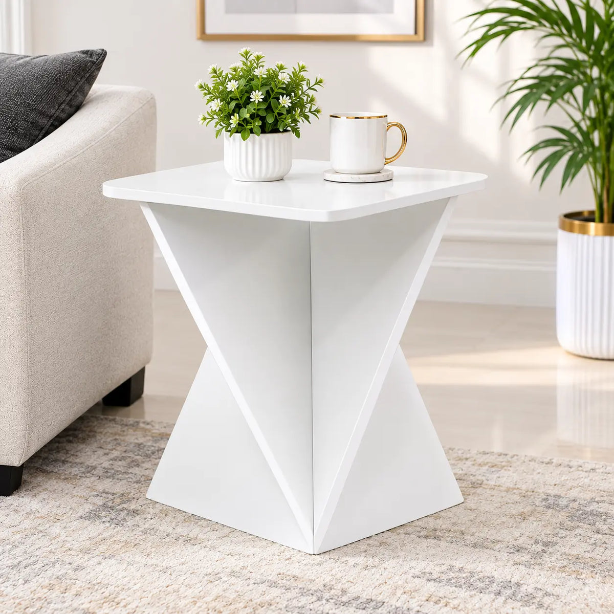Unique Modern Geometric Table Multipurpose Corner Table for Home & Office