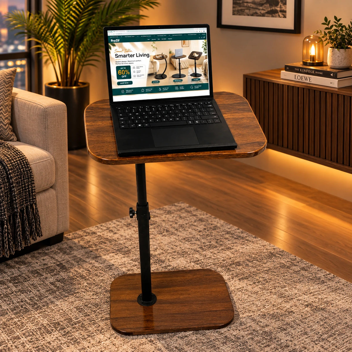 90° Tilting & 360° Swivel Height-Adjustable Table