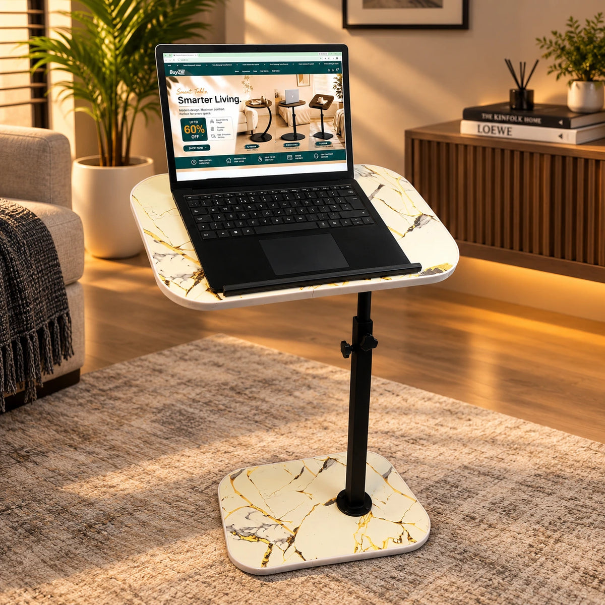 90° Tilting & 360° Swivel Height-Adjustable Table